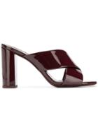 Saint Laurent Loulou 95 Vern Chiffon Mule Sa - Red