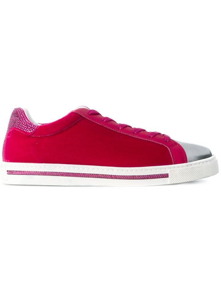 René Caovilla Velvet Sneakers - Pink & Purple