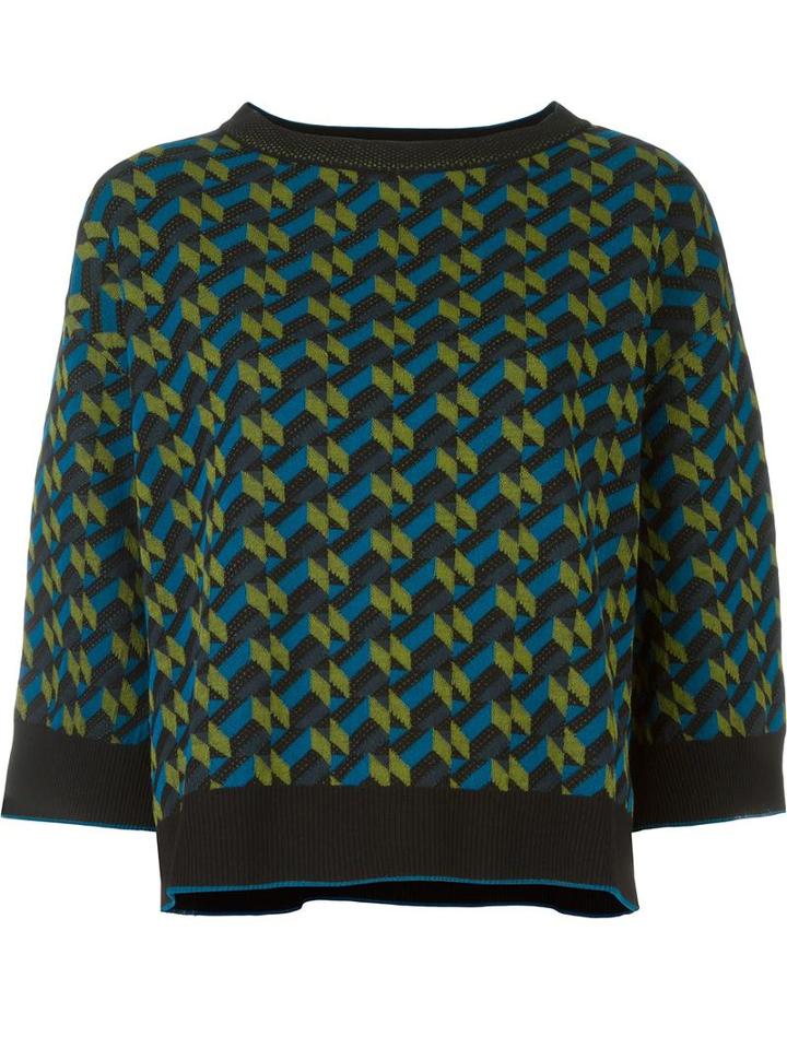 M Missoni Geometric Intarsia Jumper, Women's, Size: Small, Green, Cotton/polyester/viscose/acrylic