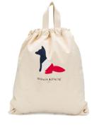 Maison Kitsuné Wolf Tote Bag - White