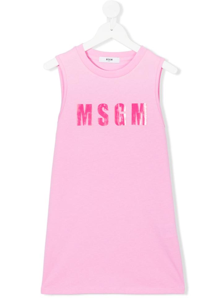 Msgm Kids Logo Printed Dress - Pink & Purple