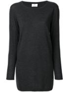 Allude Long Crew Neck Jumper - Grey