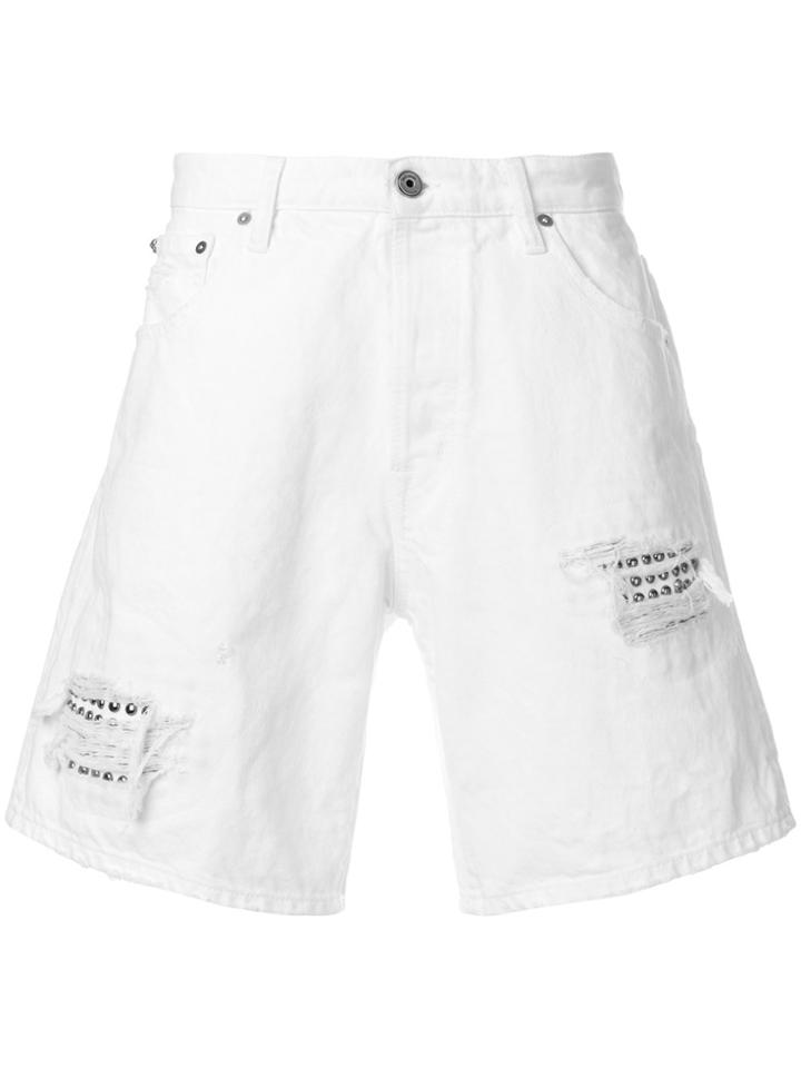 Just Cavalli Distressed Utility Shorts - White