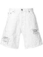 Just Cavalli Distressed Utility Shorts - White