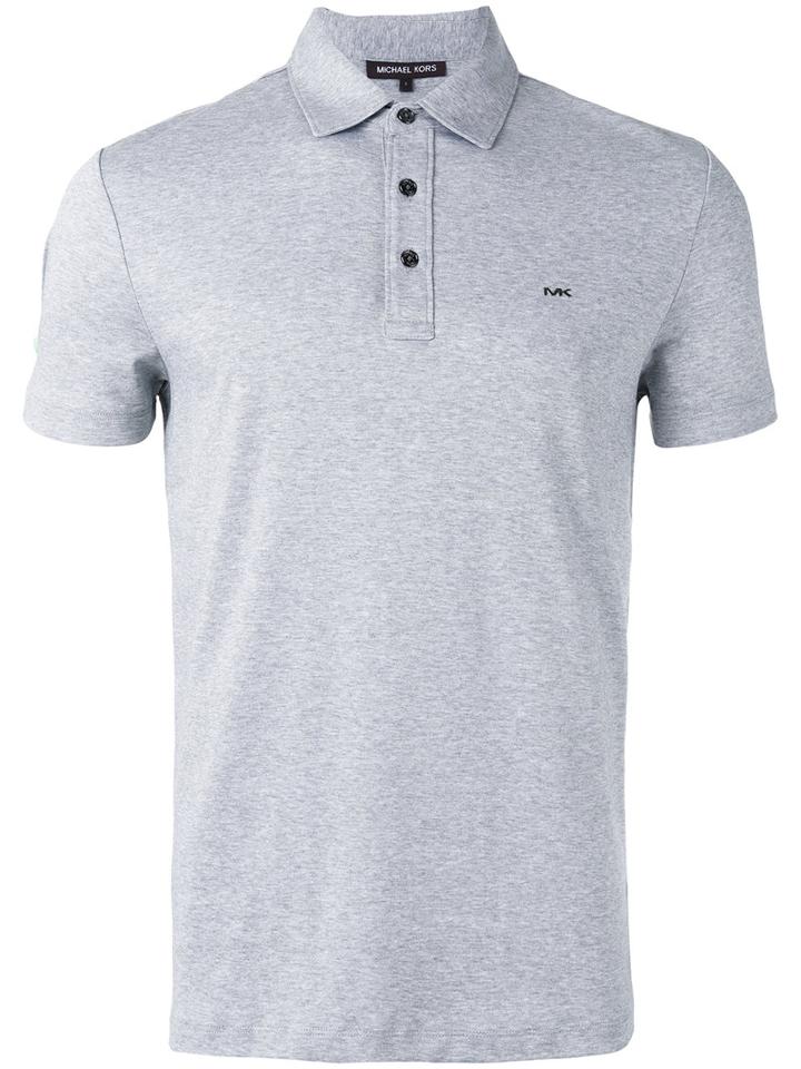 Michael Kors Logo Plaque Polo Shirt, Men's, Size: Medium, Grey, Cotton