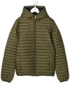 Save The Duck Kids Teen Quilted Hooded Jacket - Green