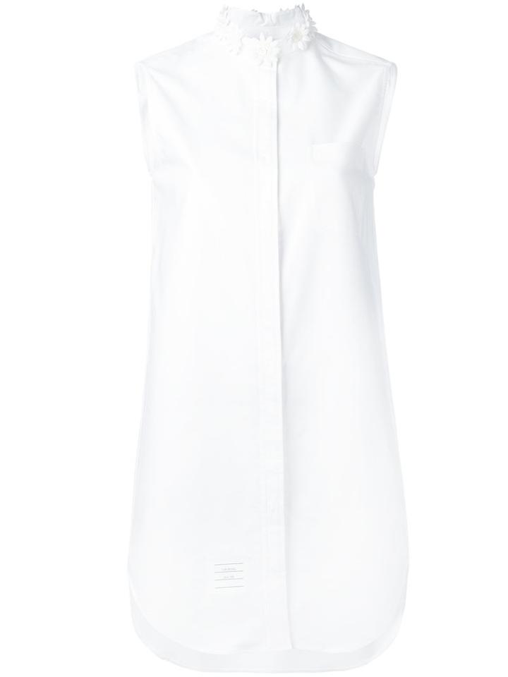 Thom Browne Sleeveless Shirt Dress, Women's, Size: 42, White, Cotton/silk/polyester