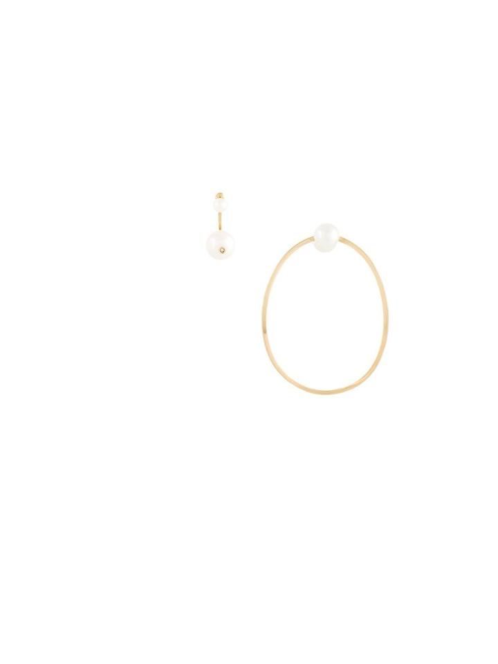 Delfina Delettrez 'pearl & Hoop' Diamond Earrings, Women's, Metallic