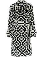 Mary Katrantzou Stokes Faux Fur Tile Print Coat - Black