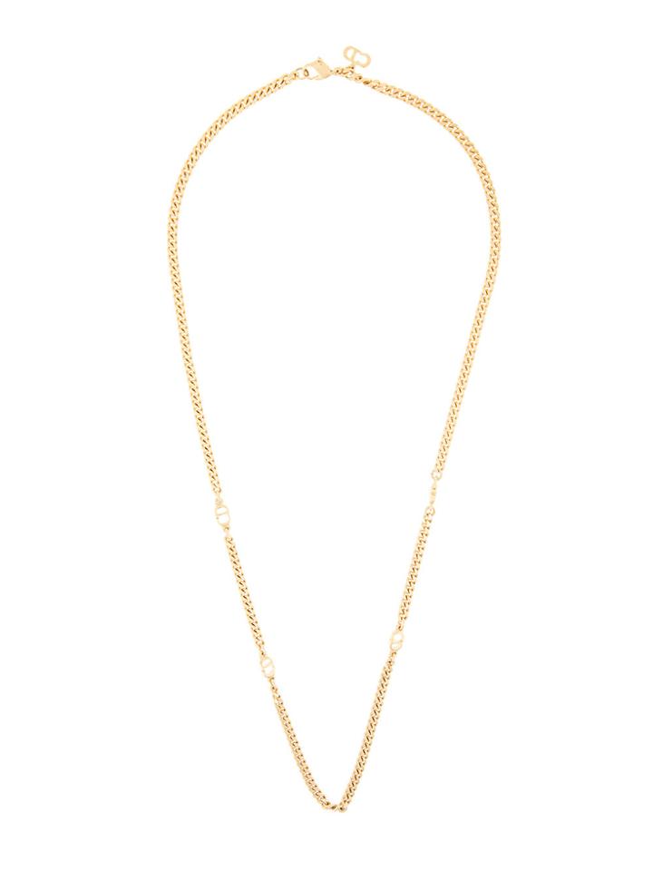 Christian Dior Vintage Logo Chain Necklace - Metallic