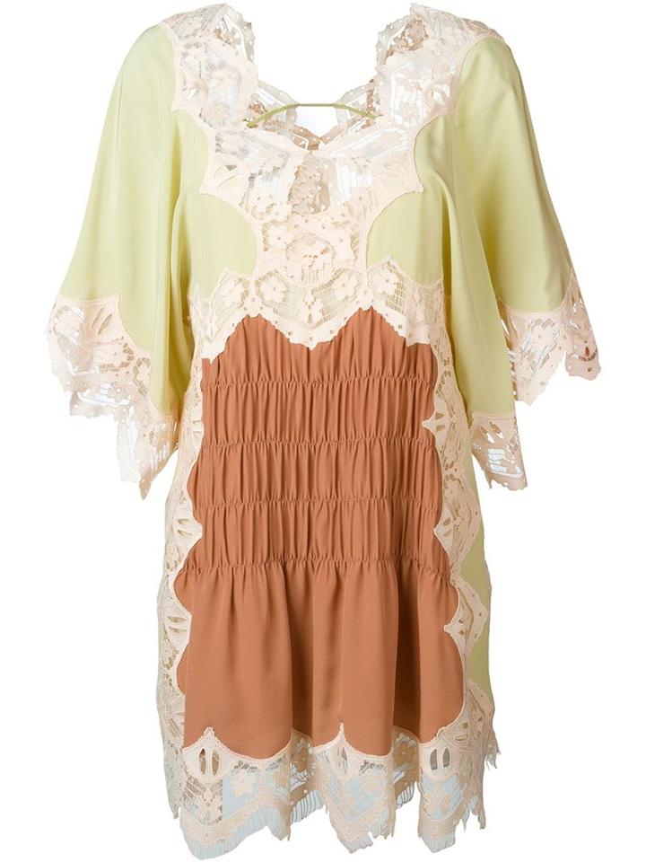 Chloé Lace Insert Dress, Women's, Size: 38, Nude/neutrals, Cotton/silk/polyester