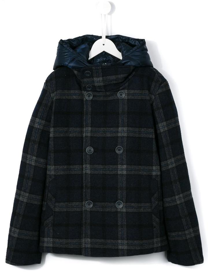 Herno Kids Checked Coat, Boy's, Size: 13 Yrs, Blue