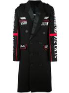 Ktz Embroidered Double Breasted Coat - Black