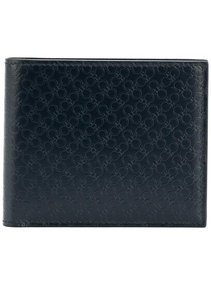 Salvatore Ferragamo Double Gancio Texture Wallet - Blue