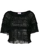 Red Valentino Tiered Frill Knit Top - Black