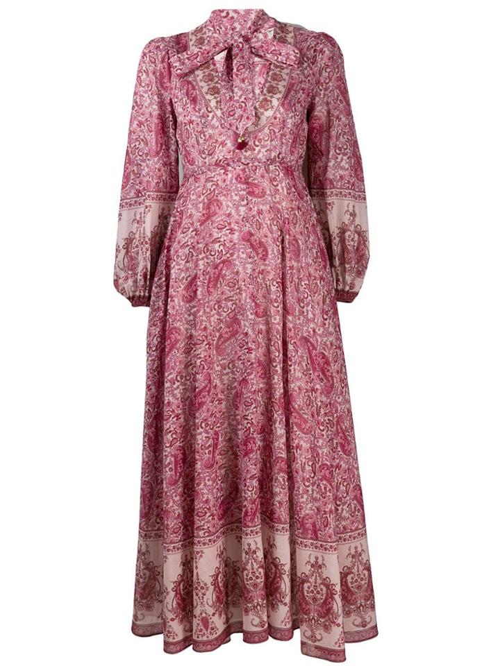Zimmermann Paisley Print Flared Dress - Pink