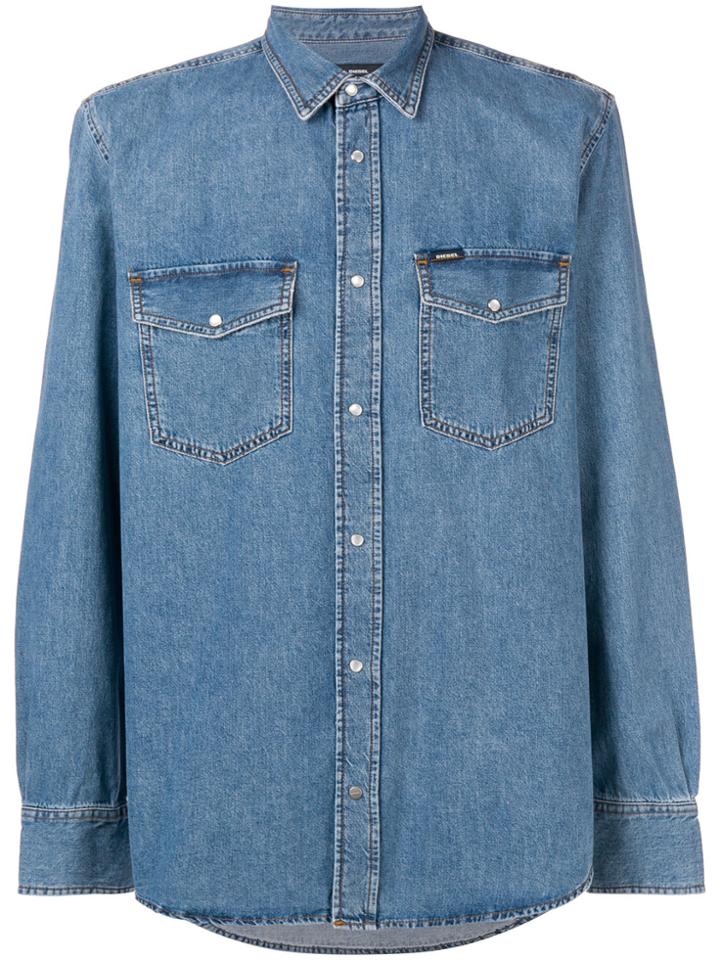 Diesel Long Sleeve Denim Shirt - Blue