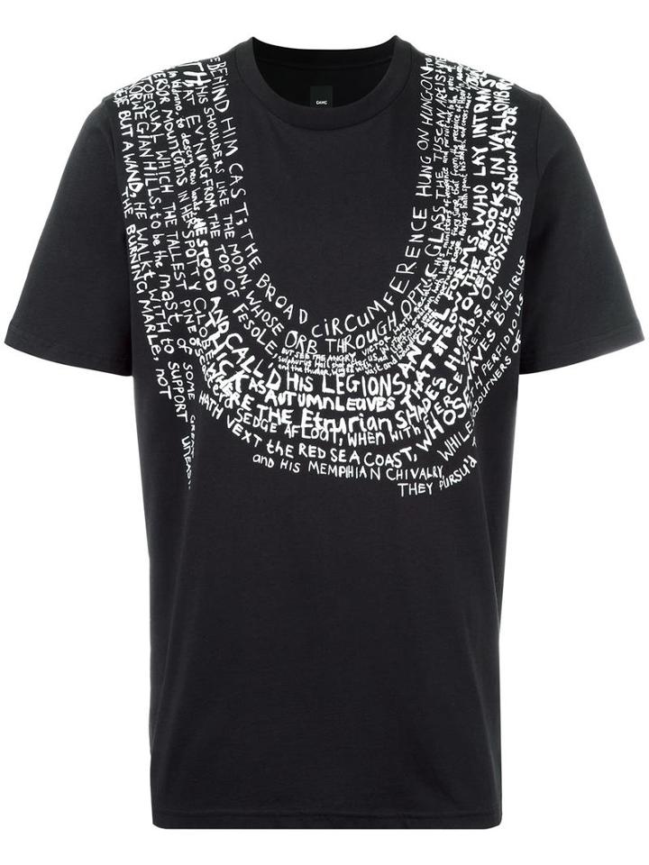 Oamc Text Print T-shirt, Men's, Size: Large, Black, Cotton