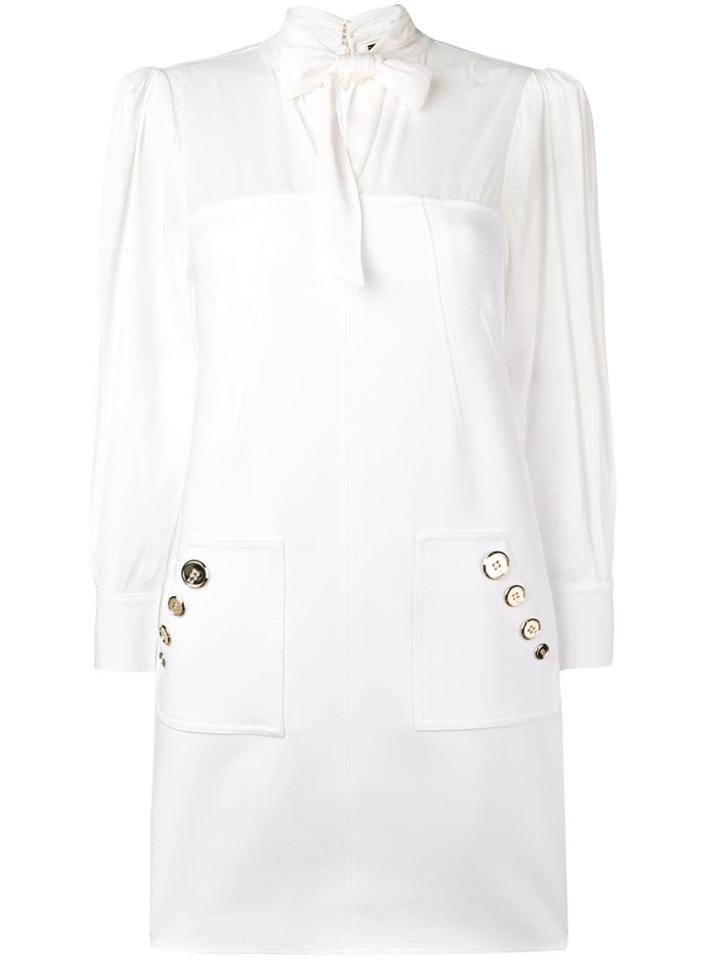 Elisabetta Franchi Pussy Bow Shift Dress - White