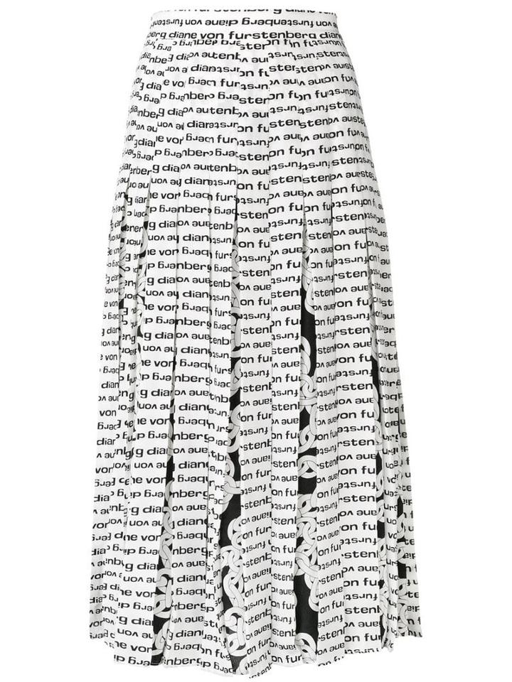 Diane Von Furstenberg Printed Pleated Skirt - White