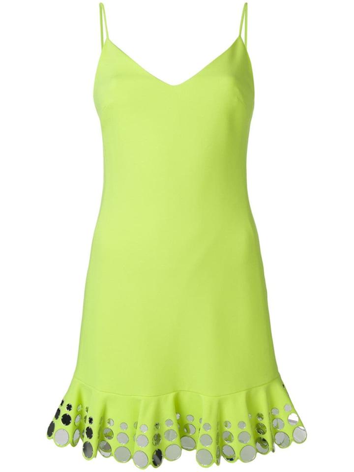 David Koma Circle Detail Ruffle Hem Dress - Yellow