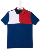 Tommy Hilfiger Junior Logo Paneled Polo Shirt - Blue