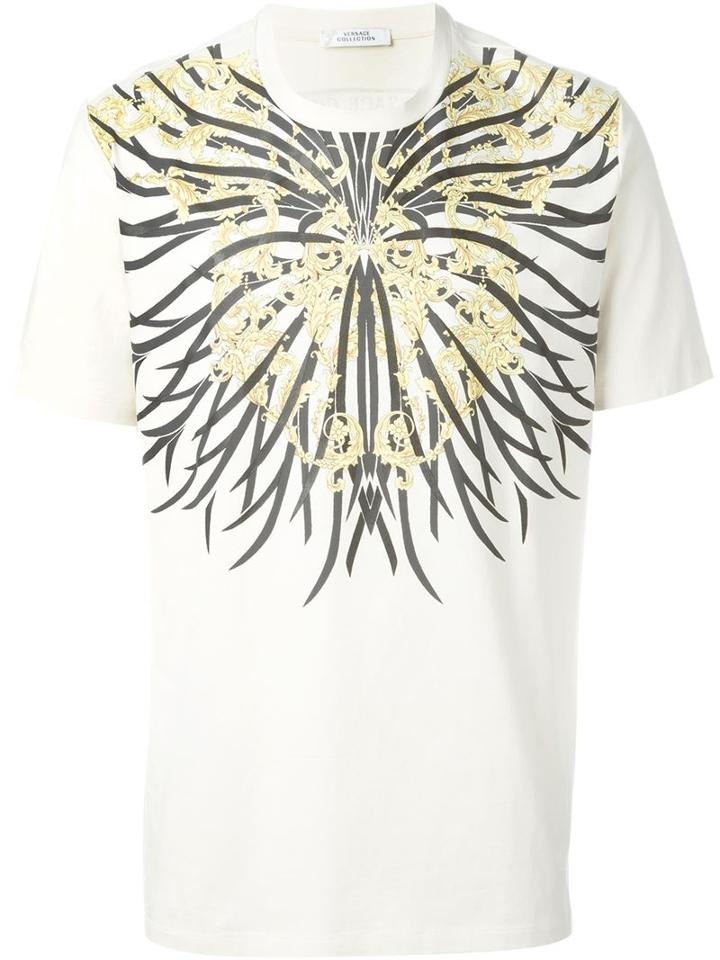 Versace Collection Arabesque Print T-shirt, Men's, Size: L, Nude/neutrals, Cotton
