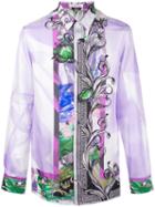 Versace Collection - Floral Border Print Shirt - Men - Silk - 42, Purple, Silk