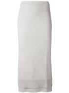 Victoria Beckham Layered Knit Midi Skirt, Women's, Size: 2, Grey, Wool