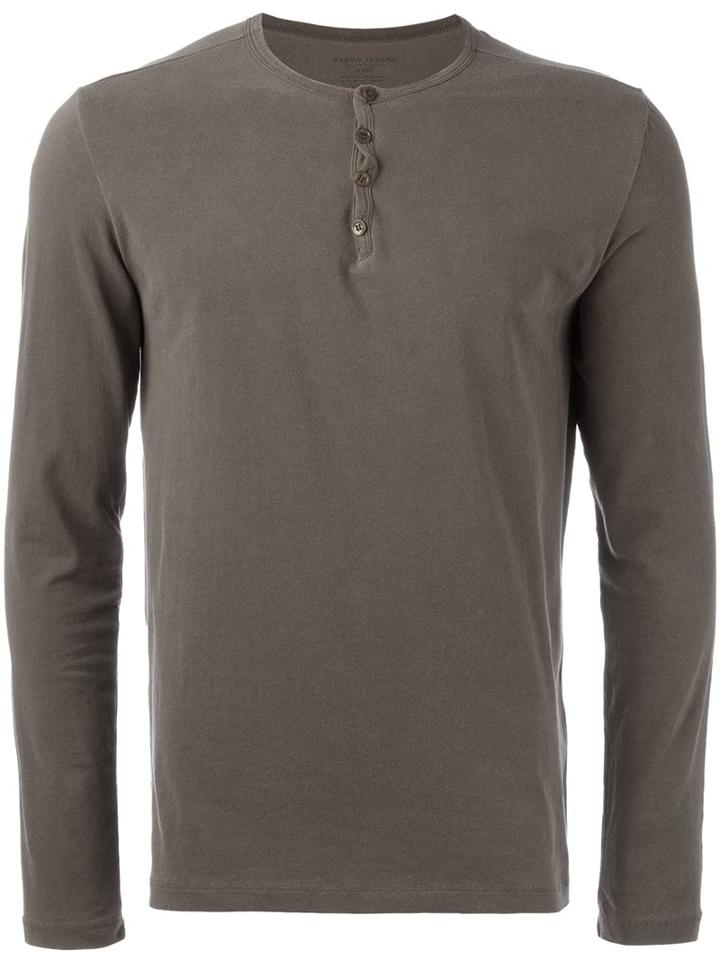 Majestic Filatures Henley T-shirt, Men's, Size: Medium, Green, Cotton/spandex/elastane