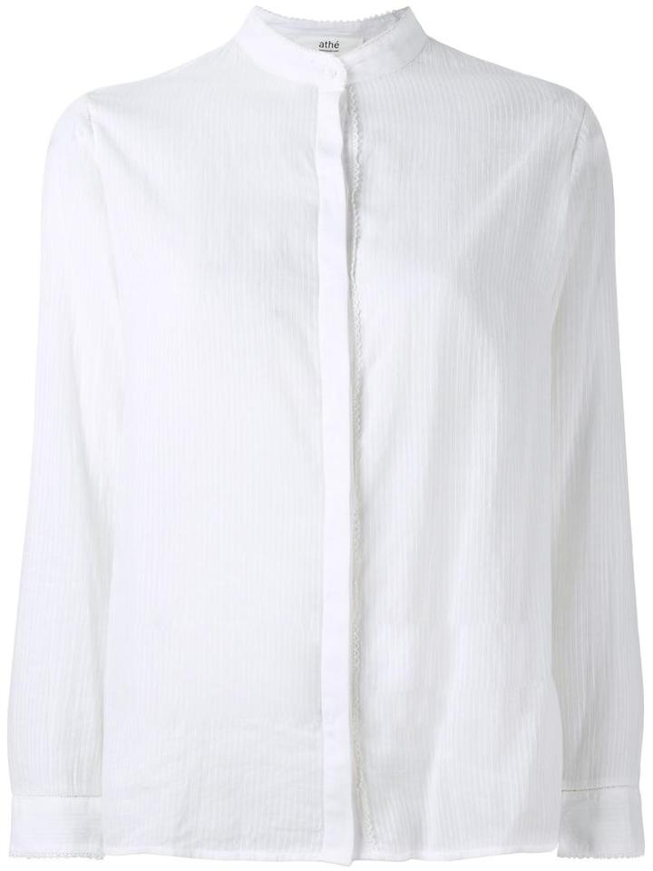 Vanessa Bruno Athé Mandarin Neck Ribbed Shirt, Women's, Size: 40, White, Cotton