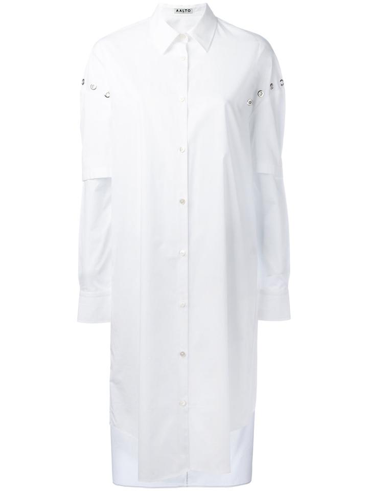Aalto - Eyelet Detail Shirt Dress - Women - Cotton - 38, Women's, White, Cotton