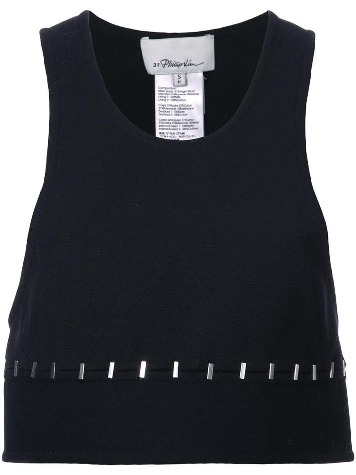 3.1 Phillip Lim Staple Trim Crop Top, Women's, Size: Small, Black, Wool/cotton/polyamide/spandex/elastane