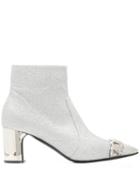 Casadei Glitter Heeled Ankle Boots - Silver