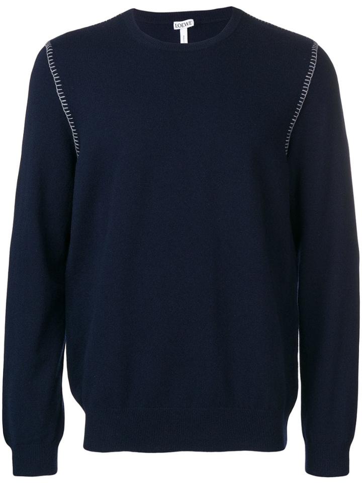 Loewe Contrast Stitch Jumper - Blue
