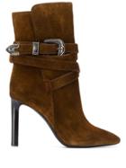 Saint Laurent Mica Western Ankle Boots - Brown