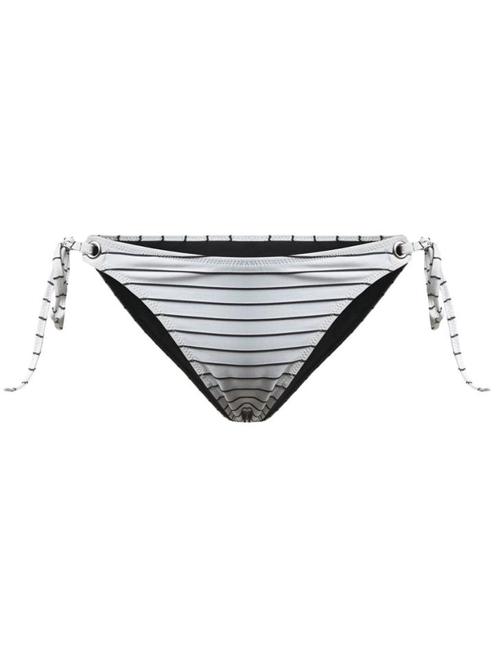 Fleur Du Mal Stripe Mitered Side Tie Bikini Bottoms - White