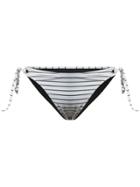 Fleur Du Mal Stripe Mitered Side Tie Bikini Bottoms - White