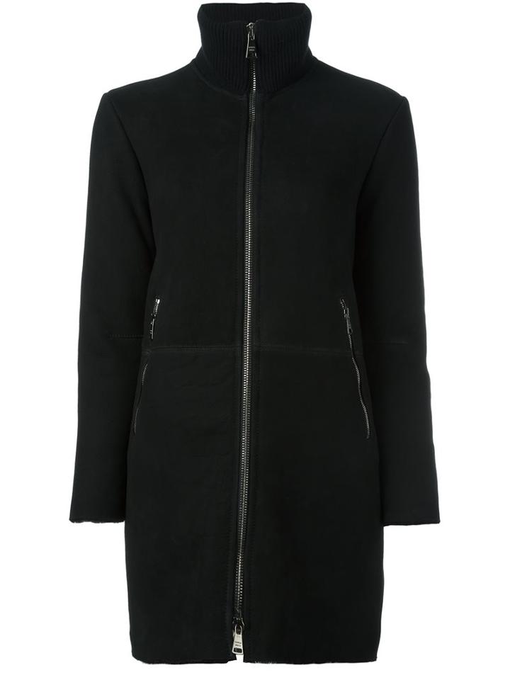 Giorgio Brato Shearling Zipped Coat, Women's, Size: 40, Black, Sheep Skin/shearling