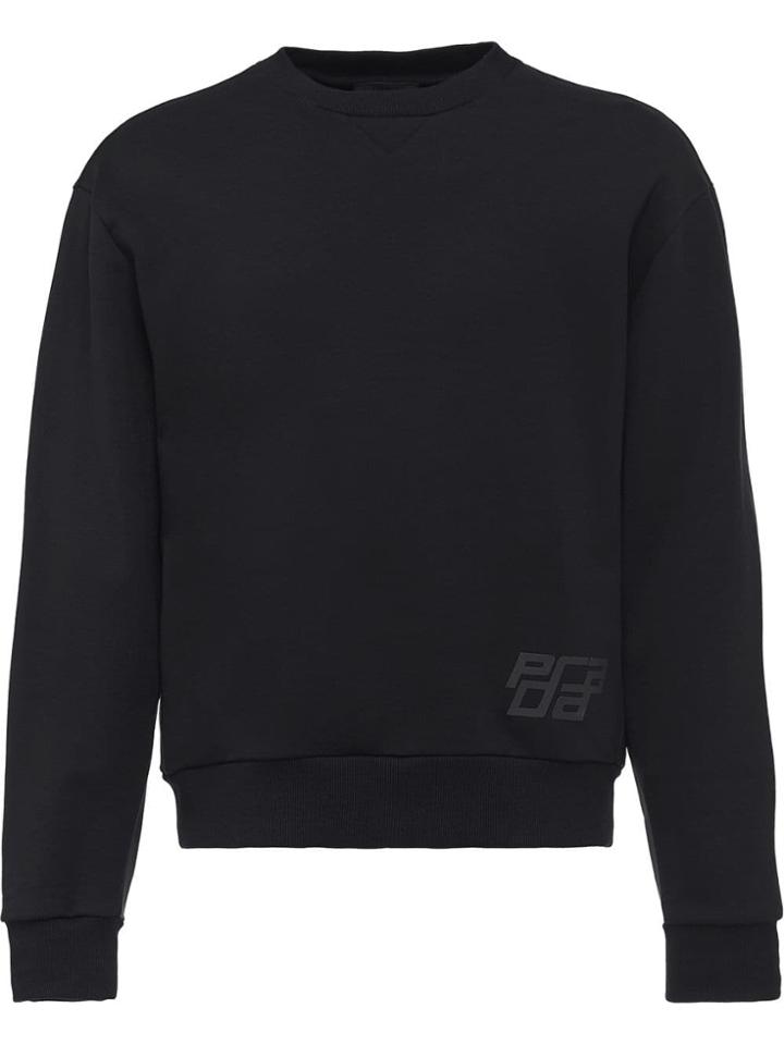 Prada Cotton Fleece Sweatshirt With Logo - Black