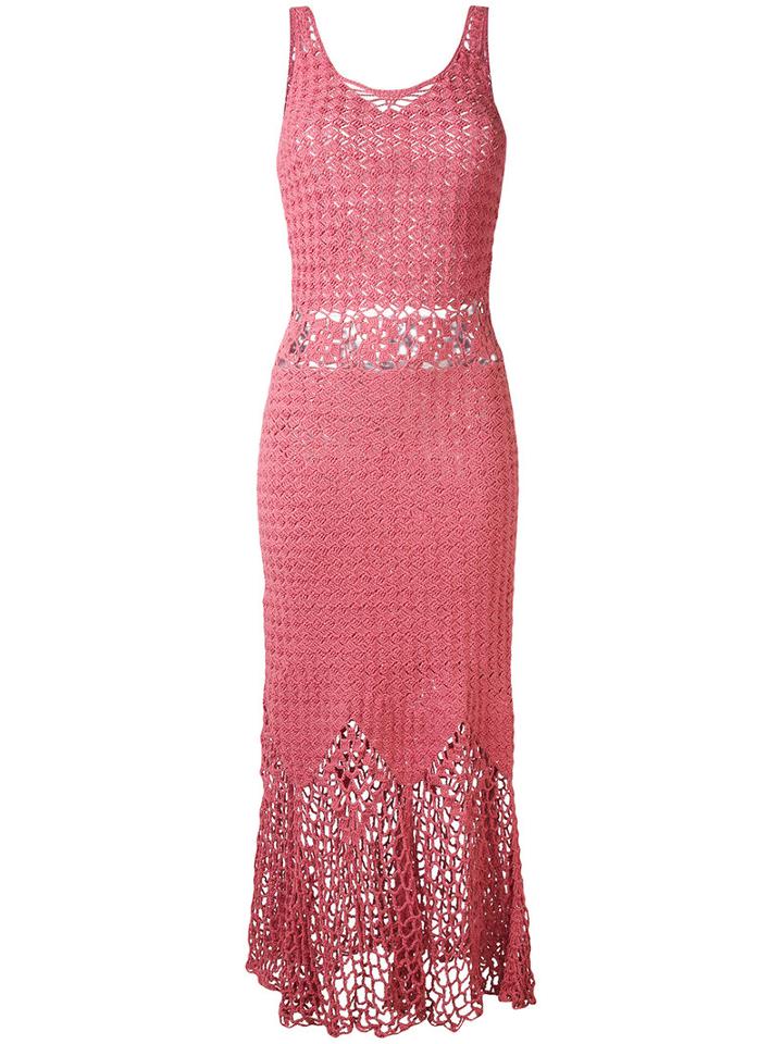 Harare - Crochet Maxi Dress - Women - Cotton - M, Pink/purple, Cotton