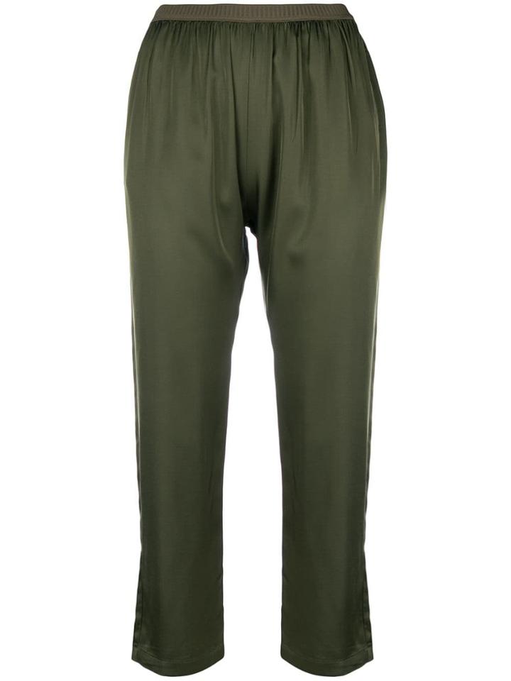 Semicouture Elasticated Waist Cropped Trousers - Green
