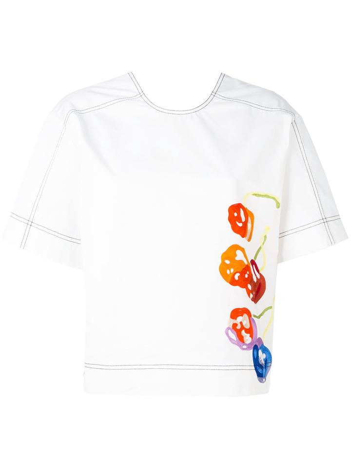 Msgm - Printed T-shirt - Women - Cotton - 40, White, Cotton