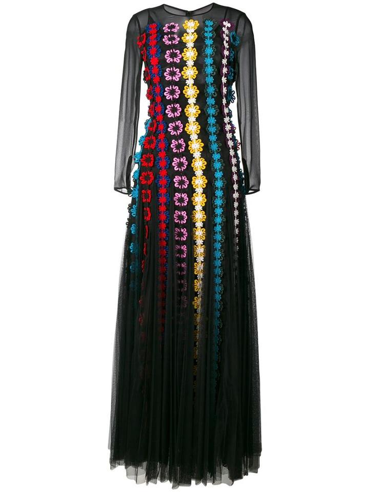 Mary Katrantzou Bayley Floral Embellised Gown, Women's, Size: 12, Black, Polyester/spandex/elastane/silk/cotton
