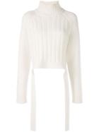 Proenza Schouler Cropped Wool Cashmere Turtleneck Knit Top - Neutrals