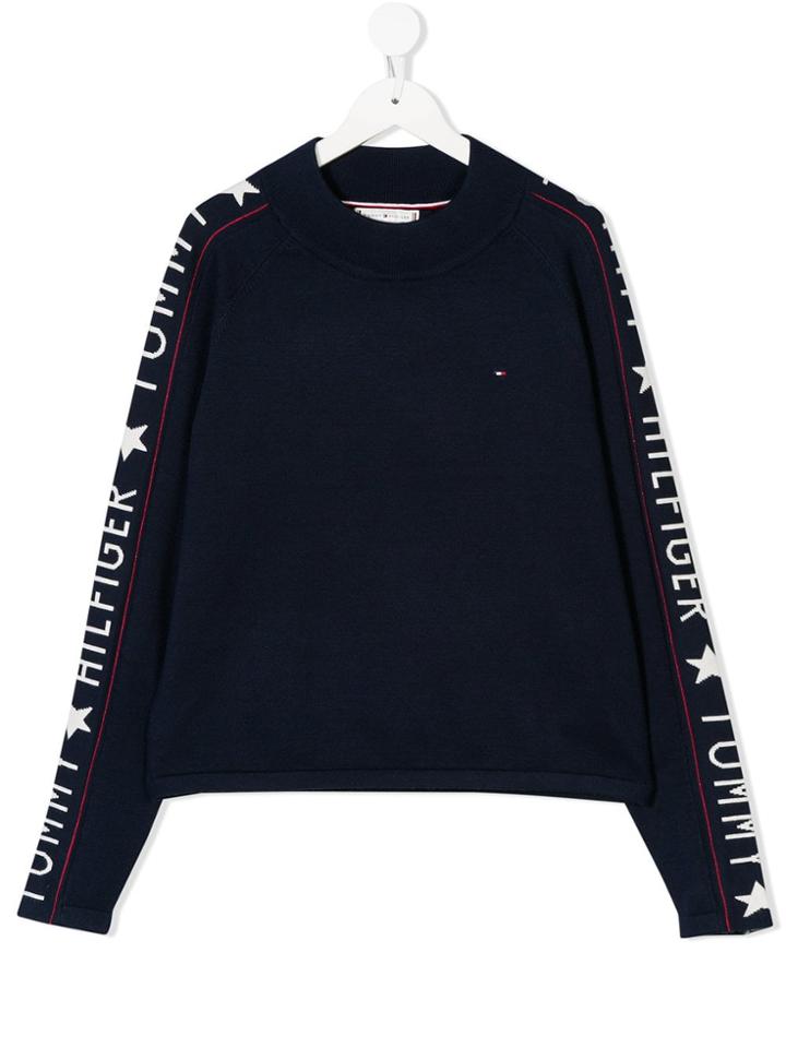 Tommy Hilfiger Junior Teen Logo Sleeve Jumper - Blue
