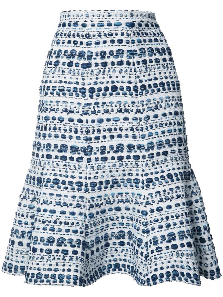 Oscar De La Renta Abstract Stripes A-line Skirt, Women's, Size: 8, White, Acrylic/nylon