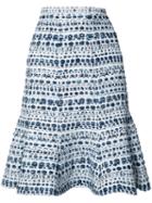 Oscar De La Renta Abstract Stripes A-line Skirt, Women's, Size: 8, White, Acrylic/nylon