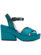 Paola D'arcano Crossover Wedge Sandals - Green