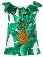 Dolce & Gabbana Sequinned Pineapple Brocade Top